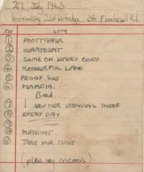 Very 1st Song List July 1963